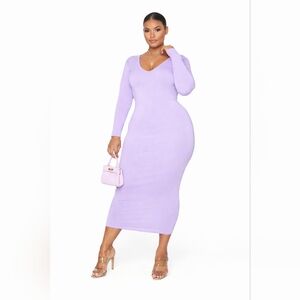 PrettyLittleThing Lavender Long Sleeve Dress